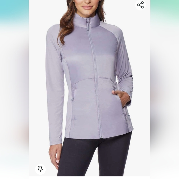 32 Degrees Cool Women's Mixed Media Windbreaker gray Packable jacket coat size L - Picture 1 of 8